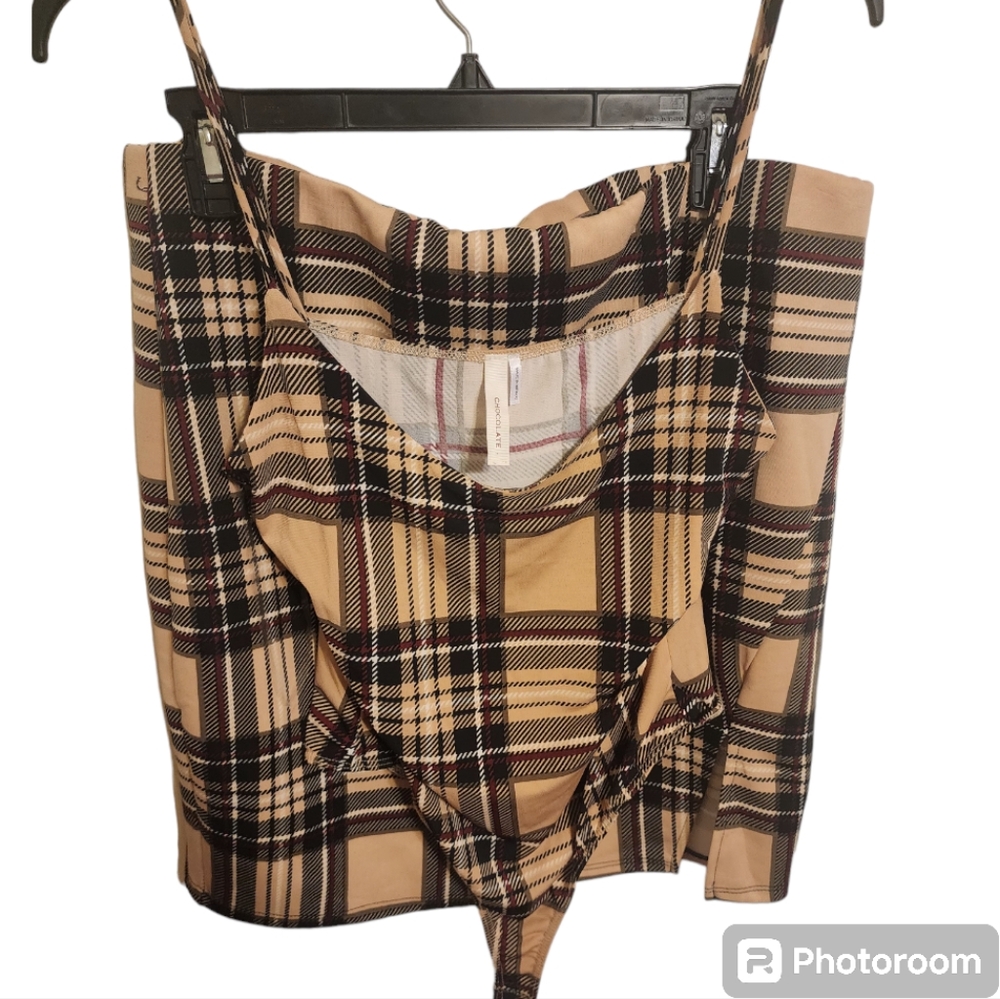💅"Clueless" Plaid Bodysuit and Skirt Set 3X Juniors( Xl adult)